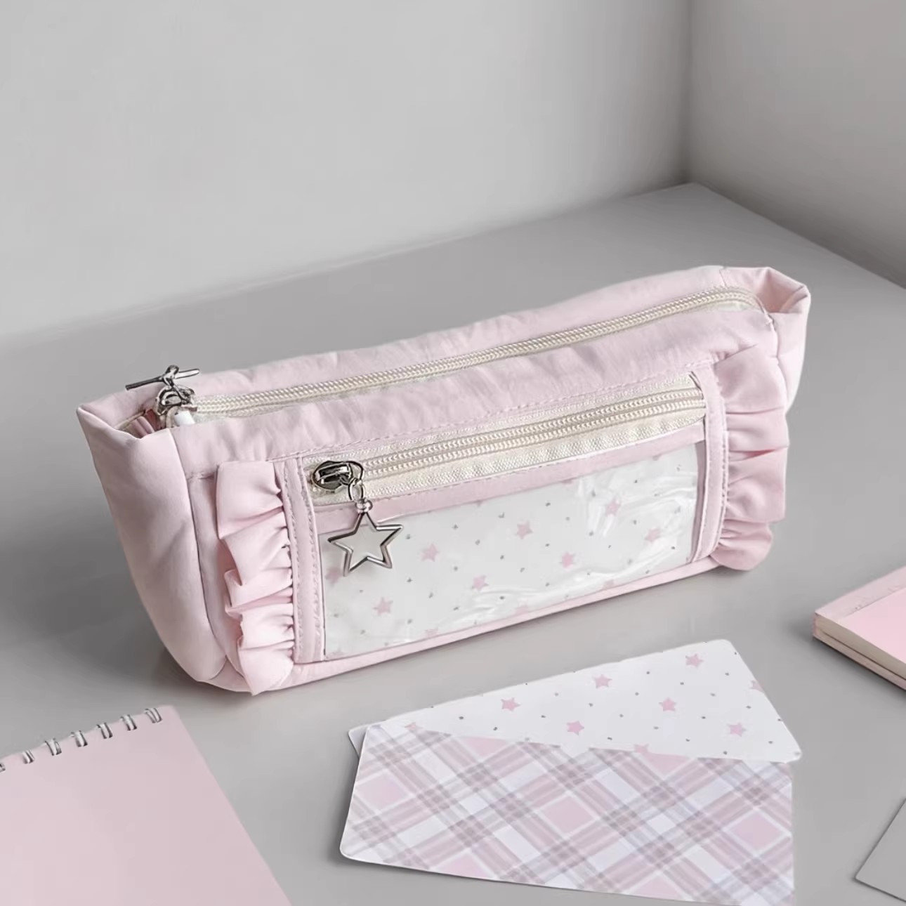 Aesthetic Large Pencil Case Pouch - Tempat Pensil Lucu Kapasitas Besar Multi-Lapisan