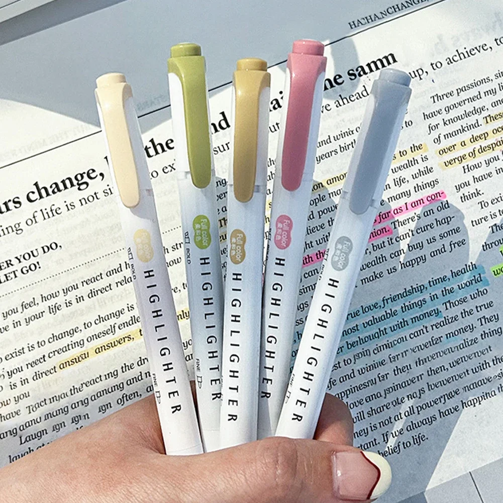 Pastel Highlighter Set Double Ended - 5 buah Pastel Highlighter warna ujung