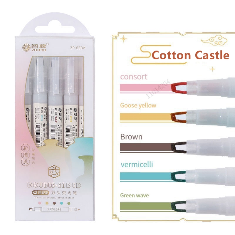 Pastel Highlighter Set Double Ended - 5 Buah/Set Pena Stabilo Ujung Ganda