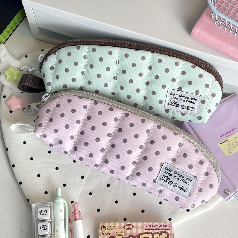 Aesthetic Large Pencil Case Pouch - Kotak Pensil Polka Dot Estetis, Kantong