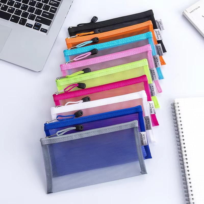 Clear Mesh Pencil Pouch For Exam - Kantong Pensil Jala Transparan dengan Ritsleting