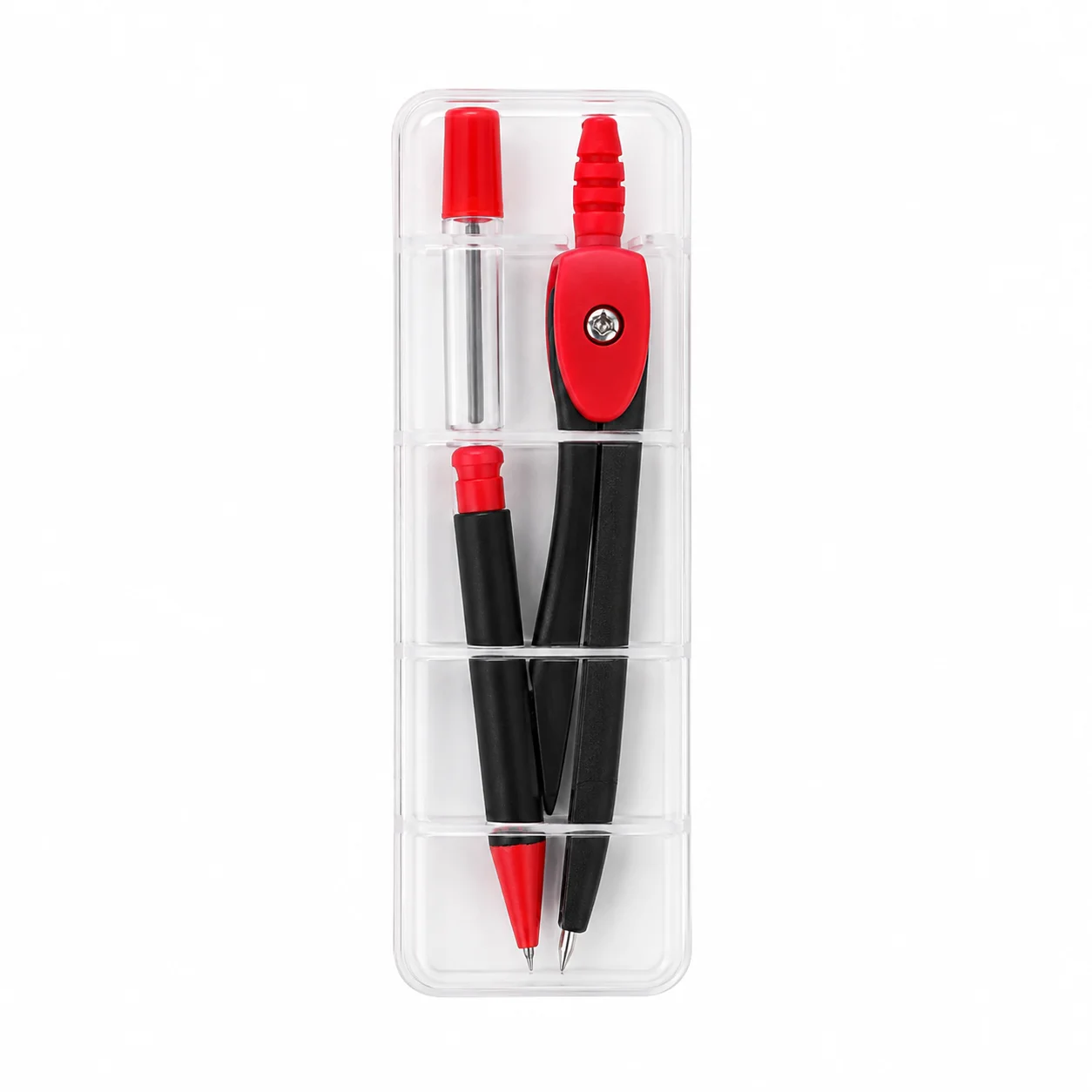 Math Geometry Set With Compass - Set Kompas Baja Tahan Karat, Perlengkapan