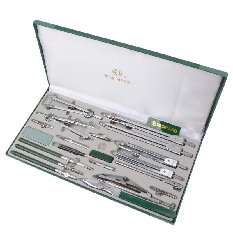 Math Geometry Set With Compass - Set Kompas Logam Hero, Alat Gambar