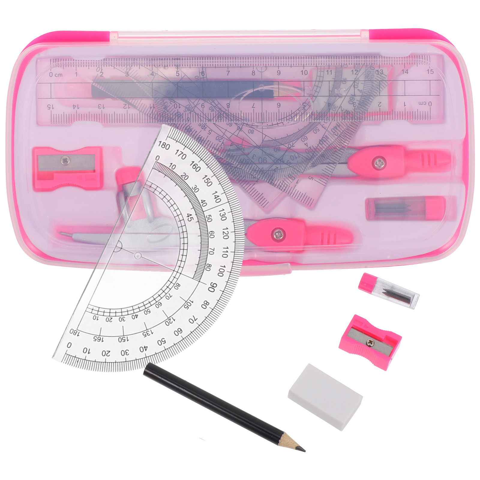 Math Geometry Set With Compass - 1Set Set Kompas Portabel Ringan dengan