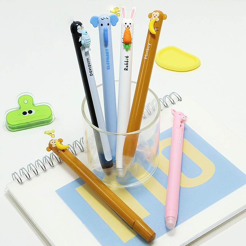 Retractable Eraser Pen Click - Pulpen Klik Hewan Lucu yang Dapat