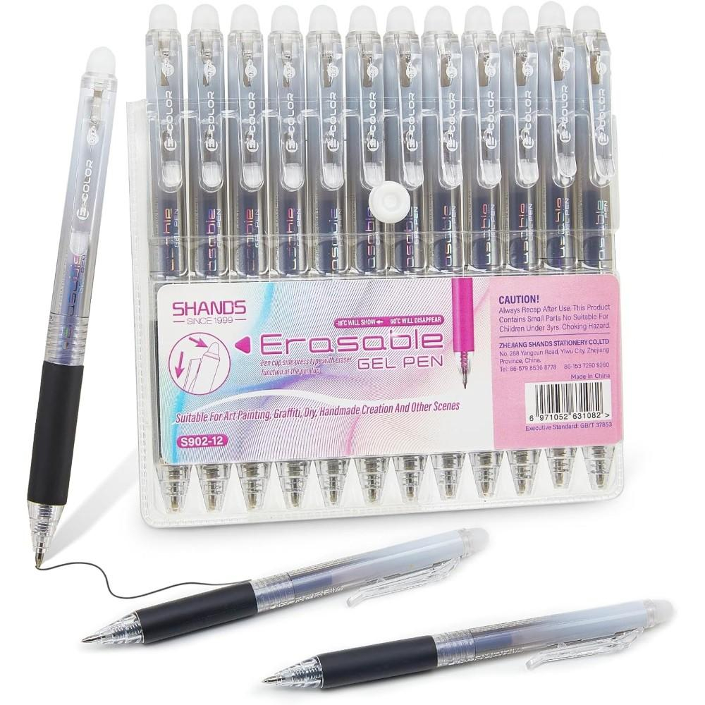 Retractable Eraser Pen Click - 12 Pak Pena Gel 0.7Mm Yang