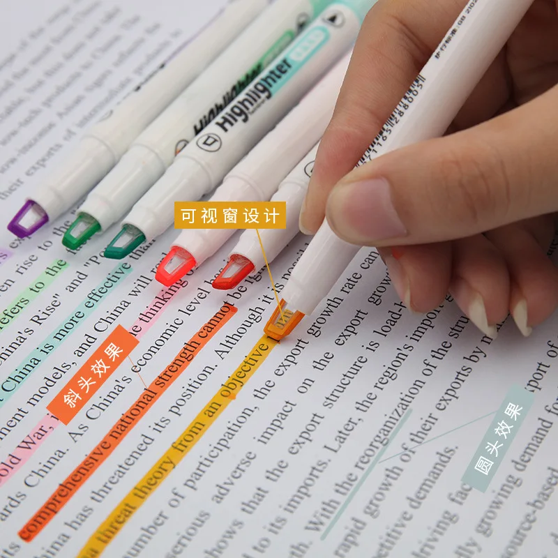Pastel Highlighter Set Double Ended - 6 warna/Set pena Highlighter ujung jendela