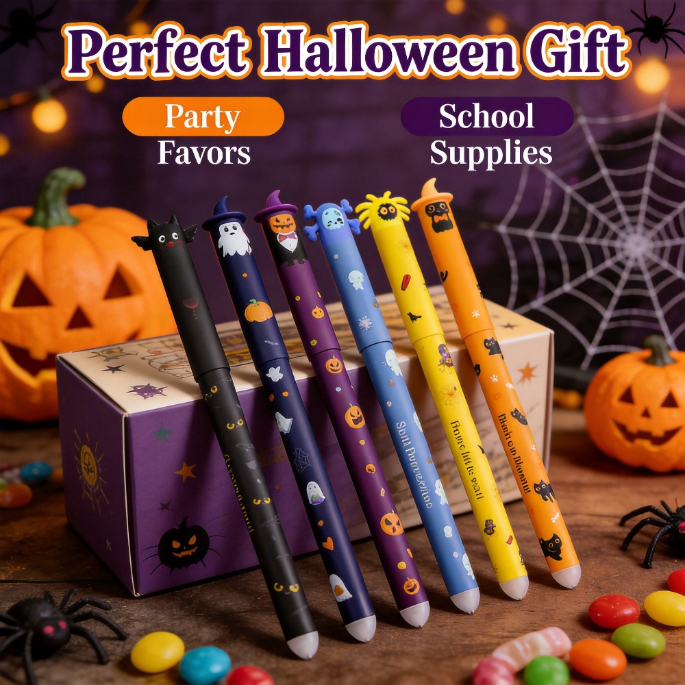 Retractable Eraser Pen Click - 1-6Pcs Pulpen Gel Halloween yang Dapat