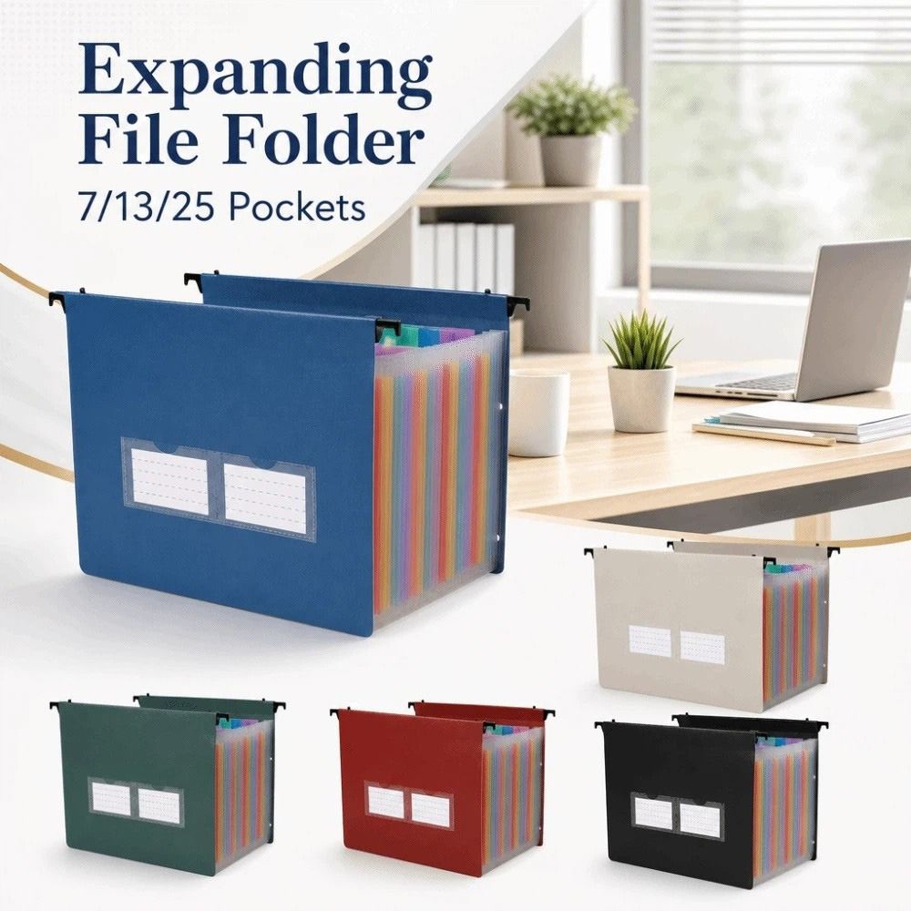 Expandable Accordion File Folder 13 Pockets - Folder File Lipat 7/13/25 Kantong, Tahan