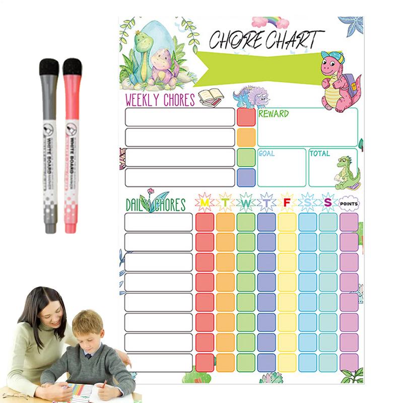 Kids Magnetic Reward Chart Board - Bagan Tugas Magnetik Jadwal Visual Mingguan