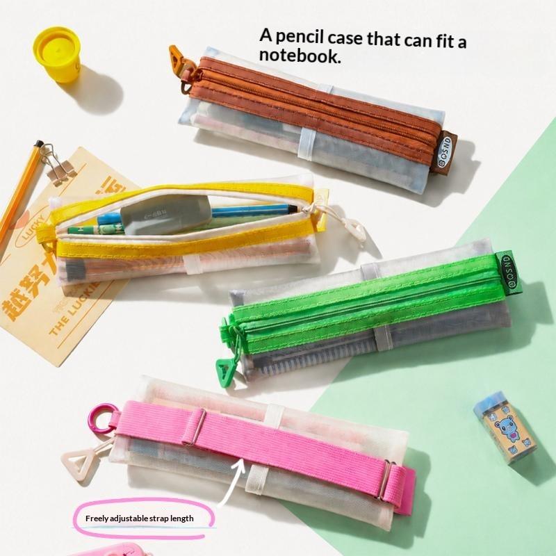 Clear Mesh Pencil Pouch For Exam - Kantong Pensil Jaring Transparan dengan Ritsleting