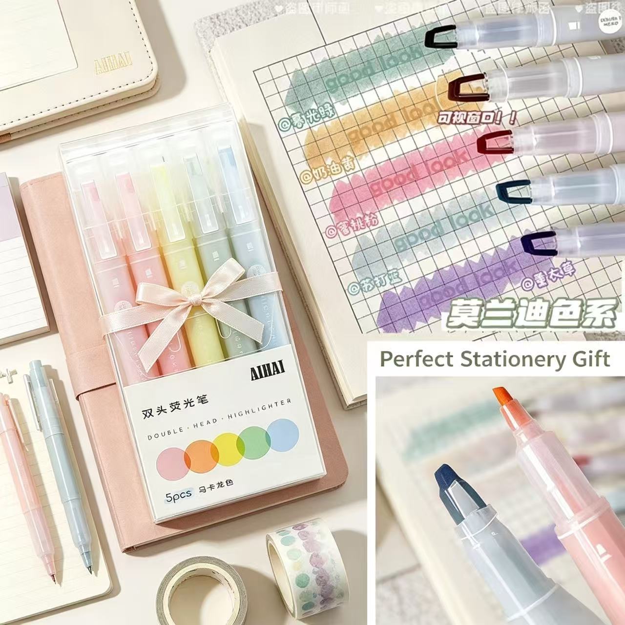 Pastel Highlighter Set Double Ended - 5-25 Warna/Set Pulpen Highlighter Ujung Ganda