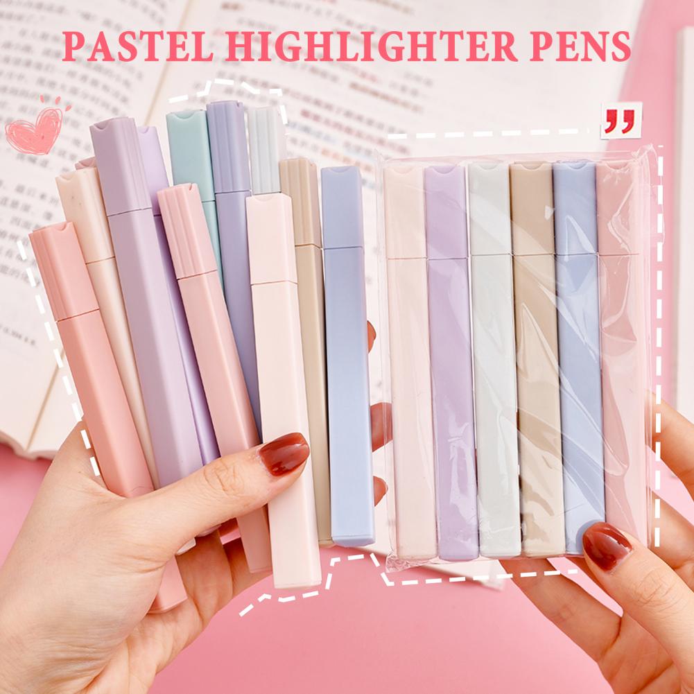 Pastel Highlighter Set Double Ended - Spidol Warna-warni 6pcs Set Pena Highlighter