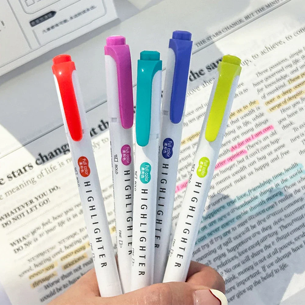 5 buah Pastel Highlighter warn - Pastel Highlighter Set Double Ended ulasan dan harga