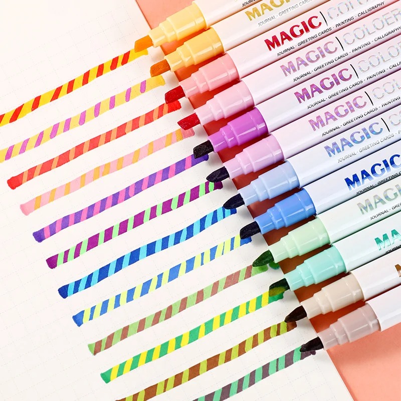 12 Buah Set Pena Stabilo Berub - Pastel Highlighter Set Double Ended ulasan dan harga