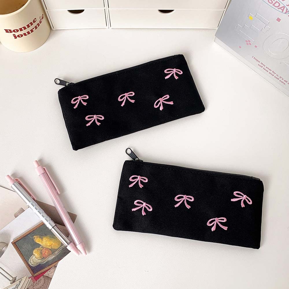 Tas Alat Tulis Bowknot Bow Kap - Aesthetic Large Pencil Case Pouch ulasan dan harga