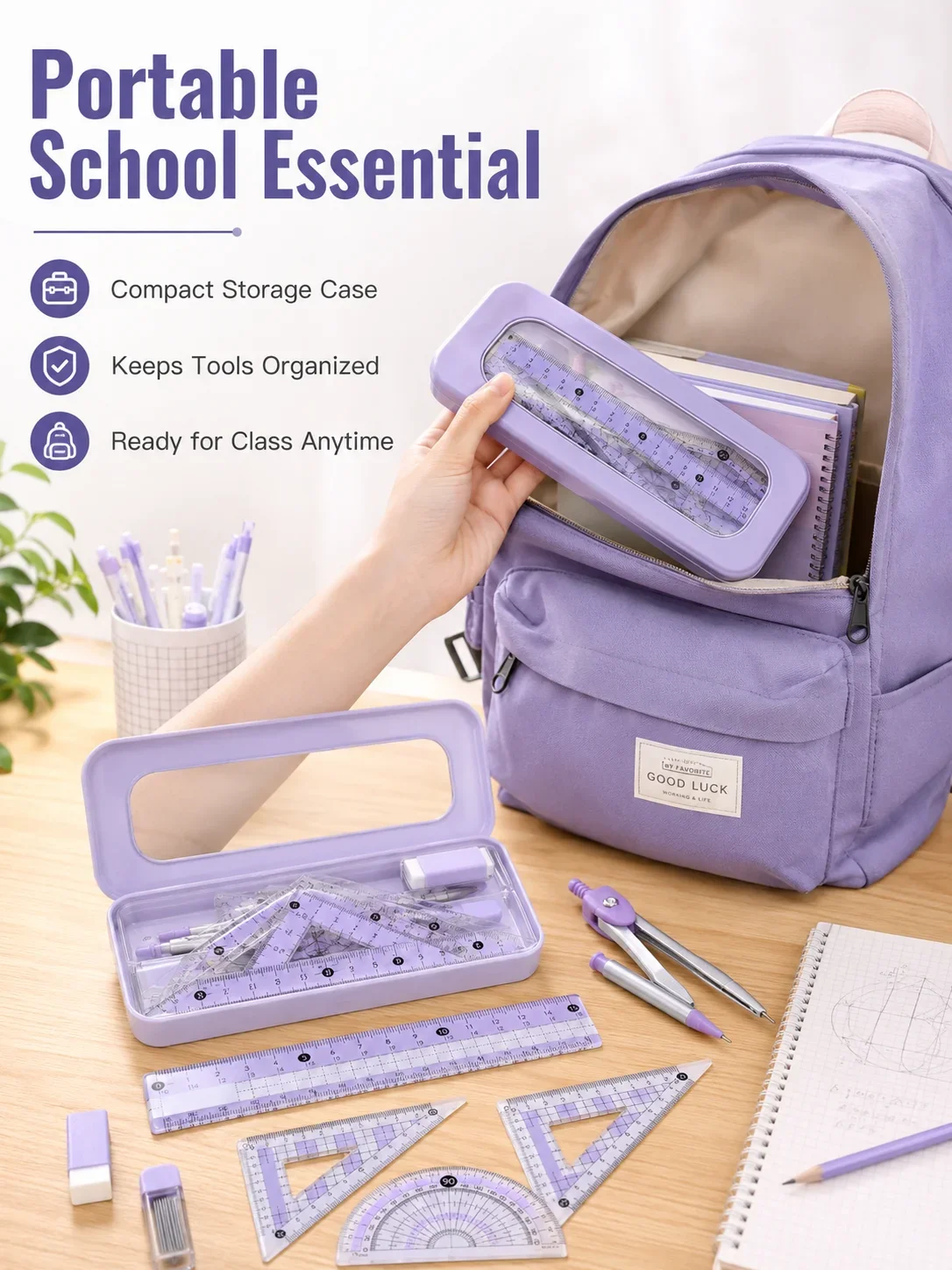 Set Geometri Matematika 8-Poto - Math Geometry Set With Compass ulasan dan harga