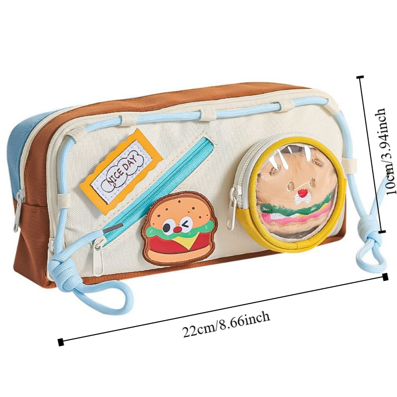 Kotak Pensil Hamburger Kapasit - Aesthetic Large Pencil Case Pouch ulasan dan harga