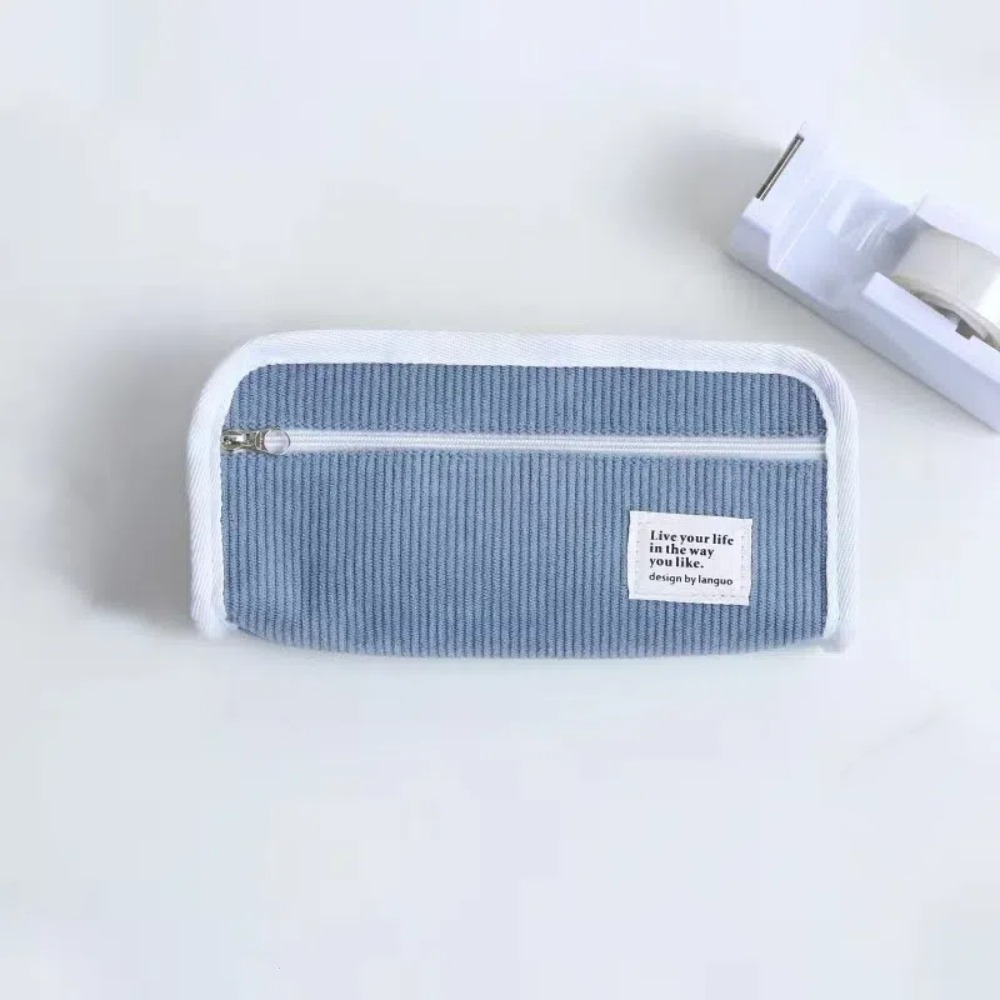 Tas Alat Tulis Pink Biru Abu-a - Aesthetic Large Pencil Case Pouch ulasan dan harga