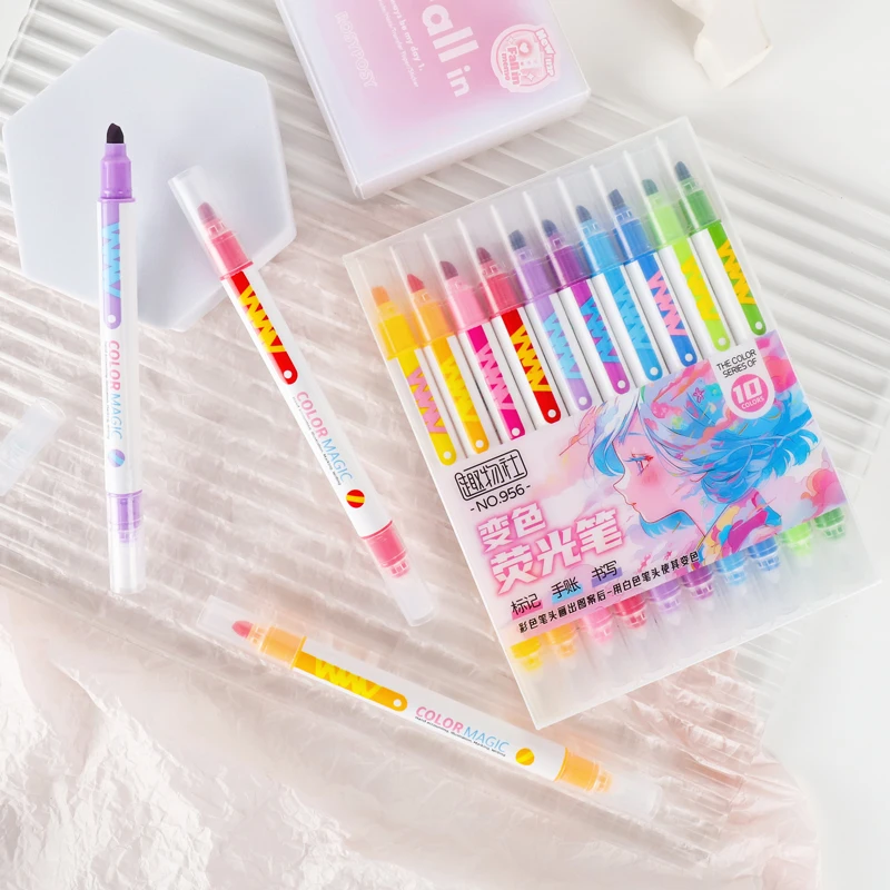 10 buah pena Highlighter berub - Pastel Highlighter Set Double Ended ulasan dan harga
