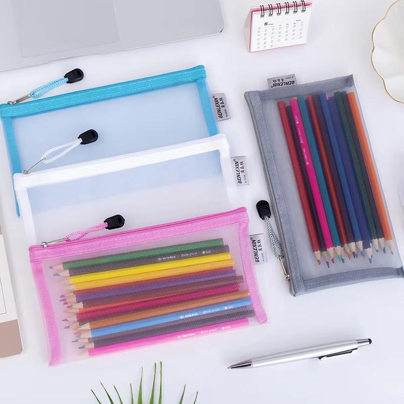 Kantong Pensil Jala Transparan - Clear Mesh Pencil Pouch For Exam ulasan dan harga