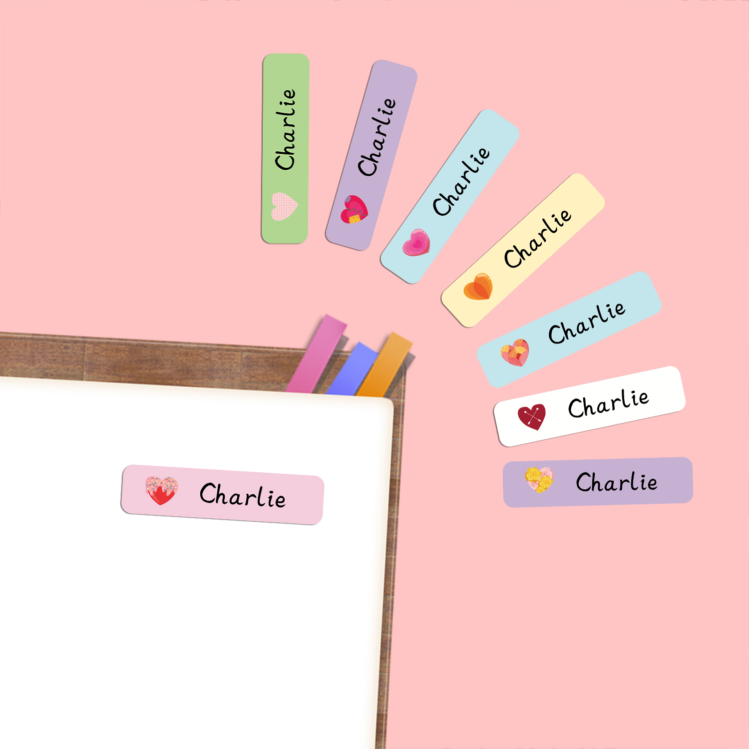 Stiker Label Nama Bentuk Hati  - Stationery ulasan dan harga