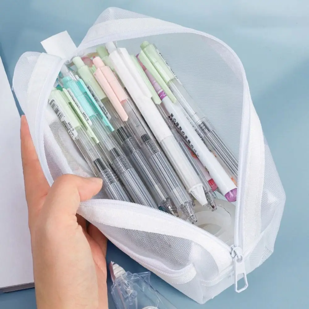 Organizer Pena Berkapasitas Be - Clear Mesh Pencil Pouch For Exam ulasan dan harga