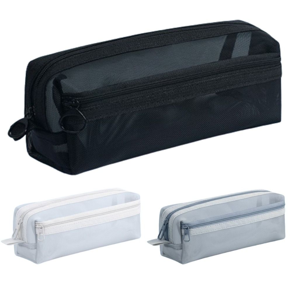 Organizer Pena Berkapasitas Be - Clear Mesh Pencil Pouch For Exam ulasan dan harga
