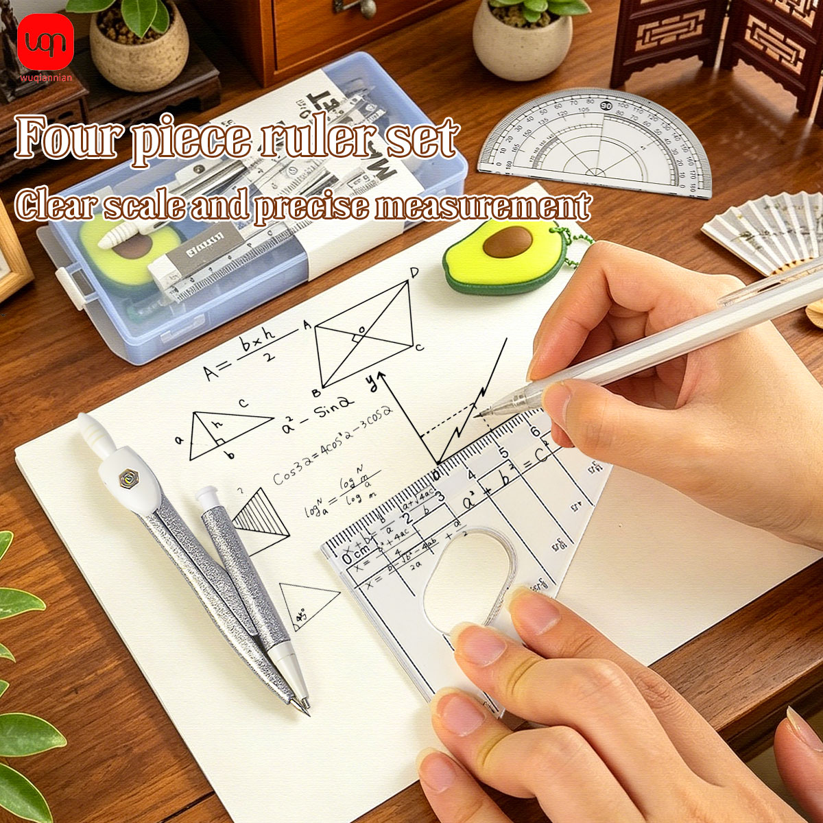 Set Geometri Matematika 9-in-1 - Math Geometry Set With Compass ulasan dan harga