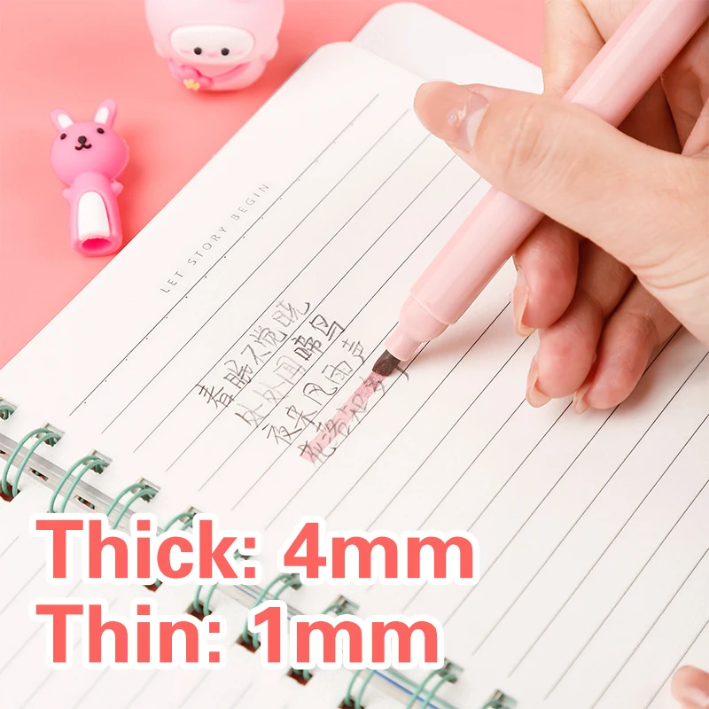 6 buah/bungkus Kawaii Cakar Ku - Pastel Highlighter Set Double Ended ulasan dan harga