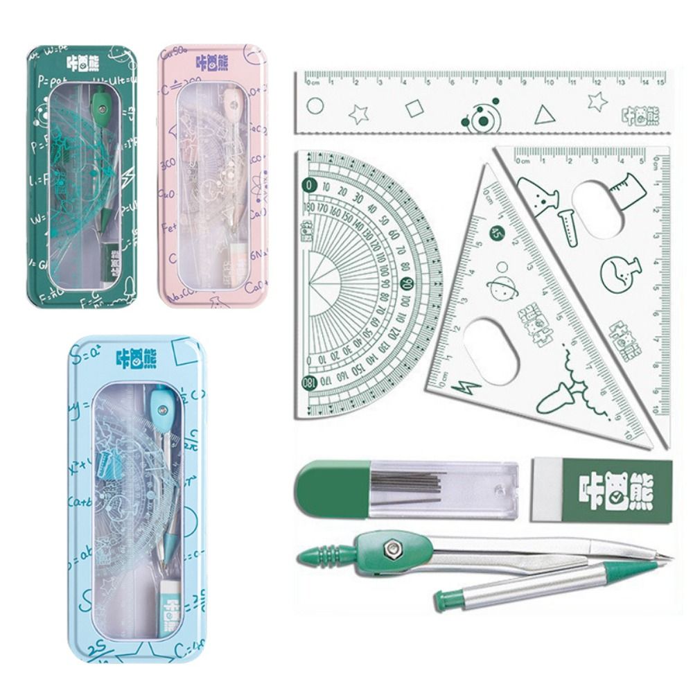 8Pcs/Set Set Geometri Matemati - Math Geometry Set With Compass ulasan dan harga
