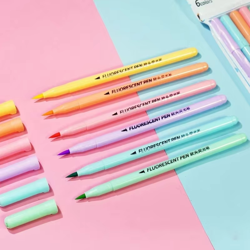 Set Pena Fluoresensi Kuas Lemb - Pastel Highlighter Set Double Ended ulasan dan harga
