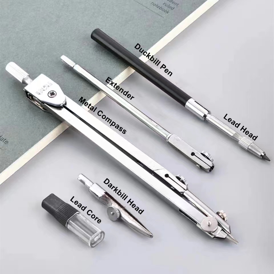 Set Penyusunan Baja Tahan Kara - Math Geometry Set With Compass ulasan dan harga