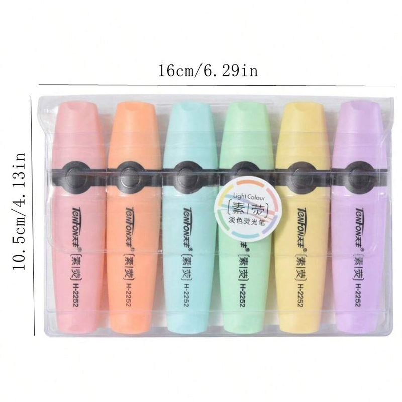 6 buah/set spidol ujung pahat  - Pastel Highlighter Set Double Ended ulasan dan harga