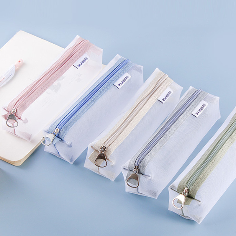 Tas Pena Jaring Nilon Transpar - Clear Mesh Pencil Pouch For Exam ulasan dan harga