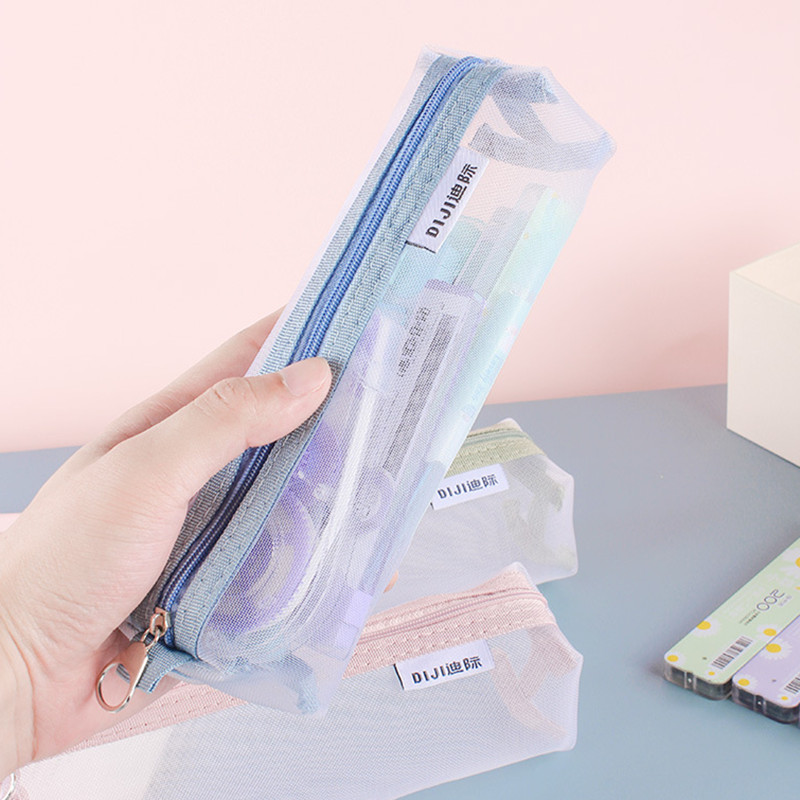 Tas Pena Jaring Nilon Transpar - Clear Mesh Pencil Pouch For Exam ulasan dan harga