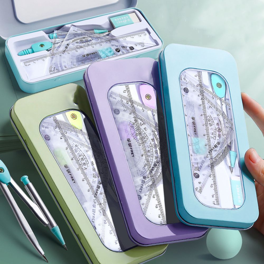 7 buah/Set Set penggaris kompa - Math Geometry Set With Compass ulasan dan harga