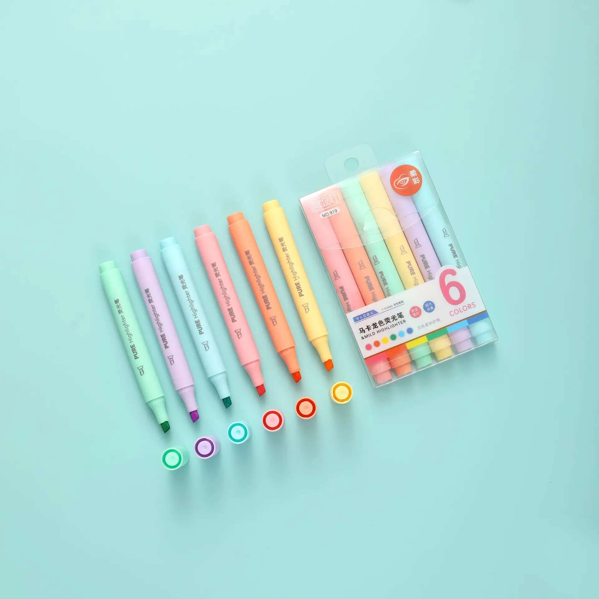 6Pcs/set Pena Highlighter Warn - Pastel Highlighter Set Double Ended ulasan dan harga