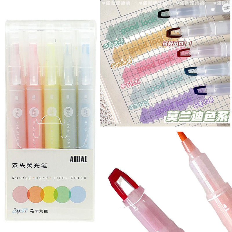 5-25 Warna/Set Pulpen Highligh - Pastel Highlighter Set Double Ended ulasan dan harga
